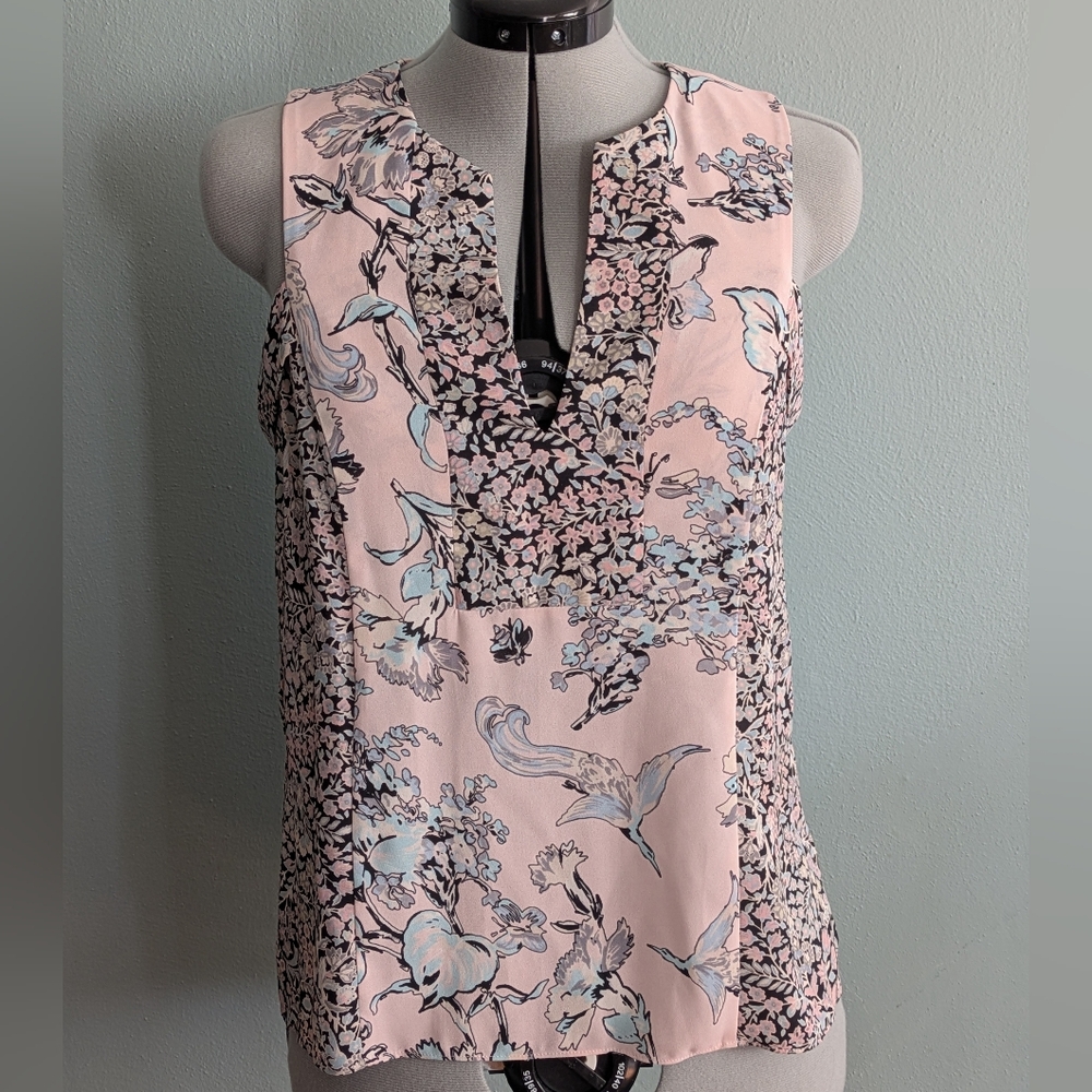 BCBG Dusty Rose Floral Blouse